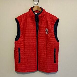 Red Quilted Vest with St. Louis Cardinals Logo Adult Size XL Puffy Vest